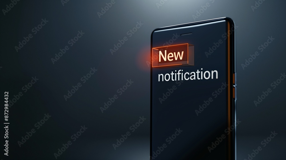 Poster close-up of a smartphone screen displaying a new notification alert, highlighting modern communicati