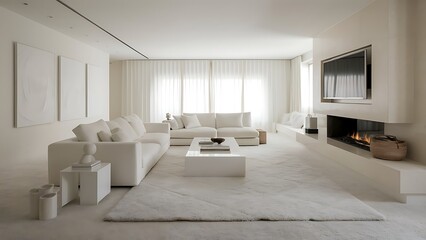 Snow-white living room modern interior