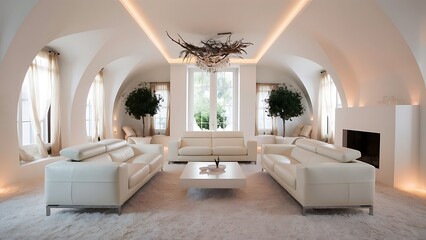 Snow-white living room modern interior