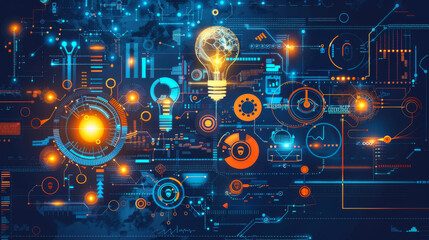 process on innovation, infographic, modern, technical look