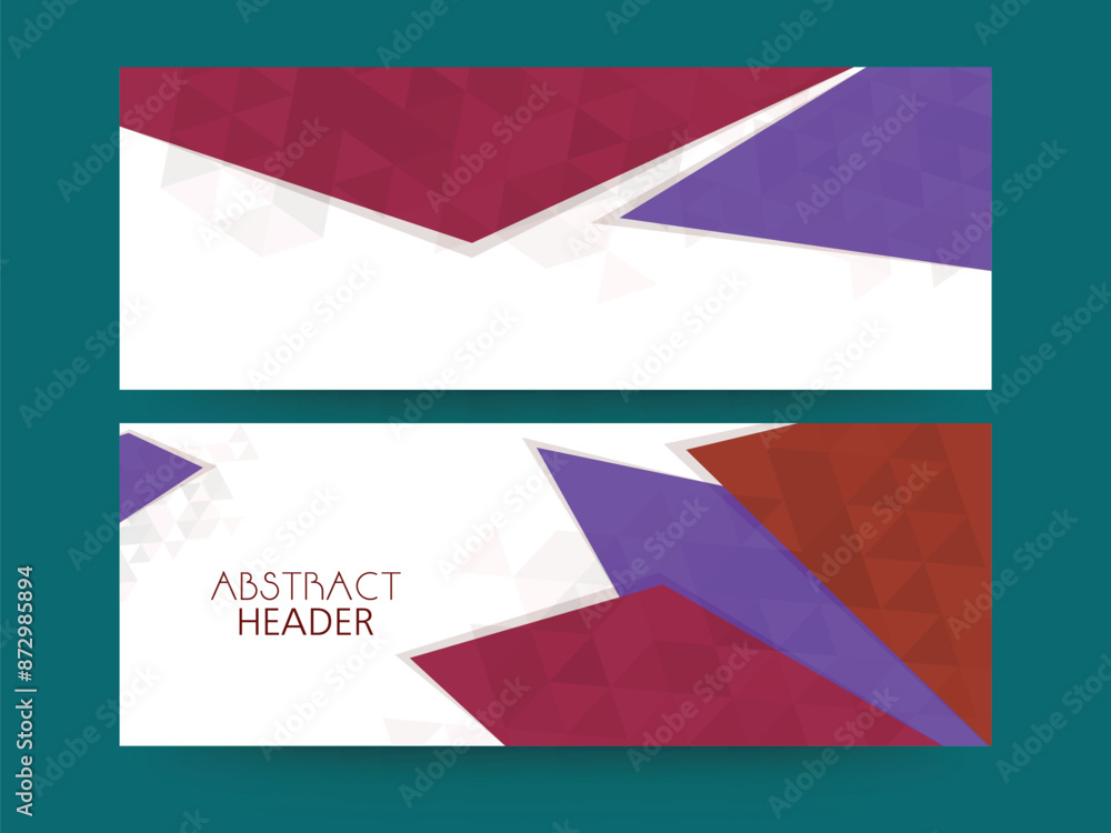 Poster abstract style social media banner or header design in two options.