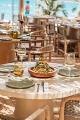 table setting at restaurant