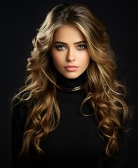 Fototapeta premium AI Generated Image: High Fashion Model with Black Makeup and Lush Lashes