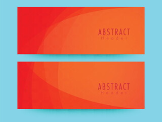 Abstract Social Media Banner or Header Design Set in Orange Color.