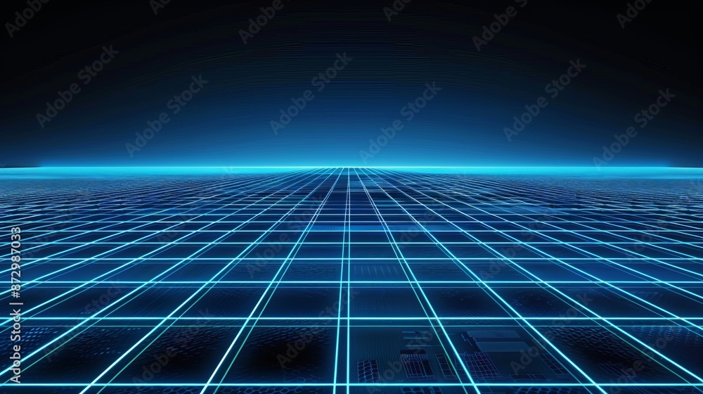 Poster 3d render synthwave wireframe net abstract background. retro retro line grid illustration.
