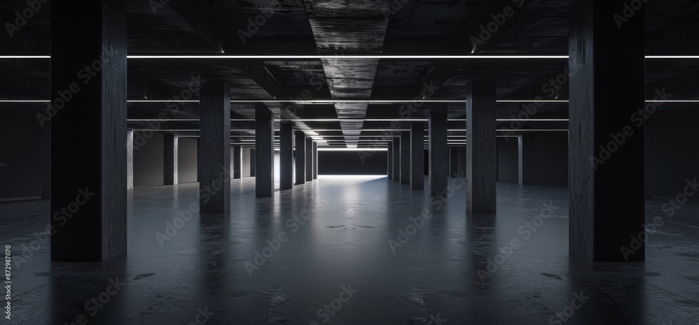 Poster grunge concrete sci fi elegant futuristic spaceship in an underground tunnel reflections abstract sp