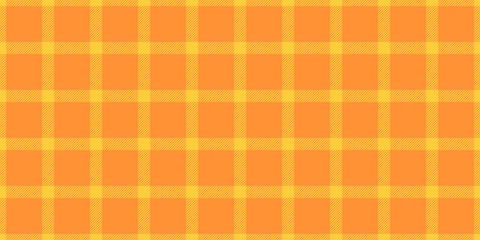 Advertisement fabric check tartan, kilt texture background pattern. Volume vector textile plaid seamless in amber and tangerine colors.