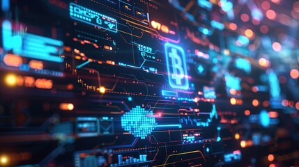 Cyber Currency Concept with Blue and Black Theme