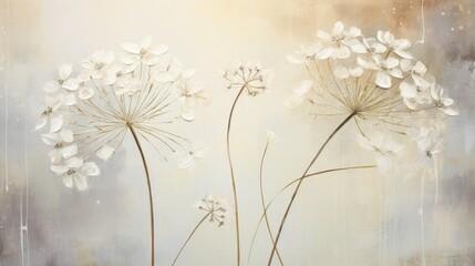 abstract textured painting of cow-parsley flowers