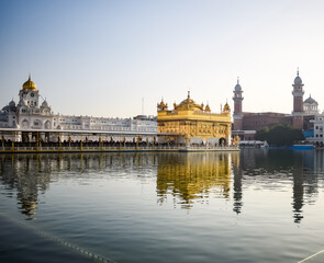Beautiful view of Golden Temple - Harmandir Sahib in Amritsar, Punjab, India, Famous indian sikh...