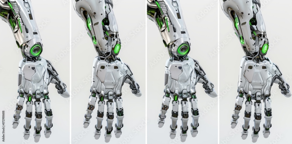 Poster three-dimensional rendering of a robotic arm prosthesis in sci-fi
