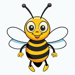 cartoon happy bee isolated on vector art color des