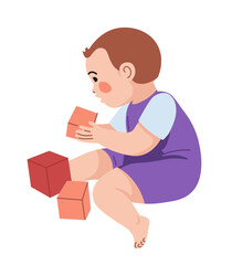 Baby Playing With Blocks vector