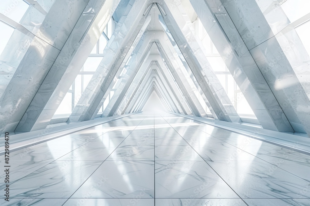 Poster sci-fi concept showing an empty futuristic tunnel room with light on the wall.
