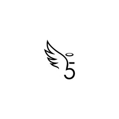 Fototapeta premium ALPHABET AND NUMBER COMBINING WITH WING OF ANGEL