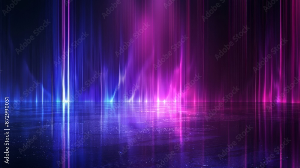 Aufkleber an empty show scene in a futuristic digital concept. an abstract geometric fantasy glow neon line ba
