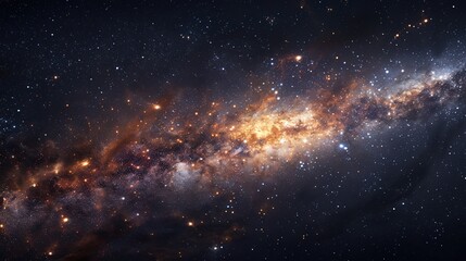 Obraz premium Glowing Majesty: Stunning View of the Milky Way Galaxy with Brilliant Star Formations