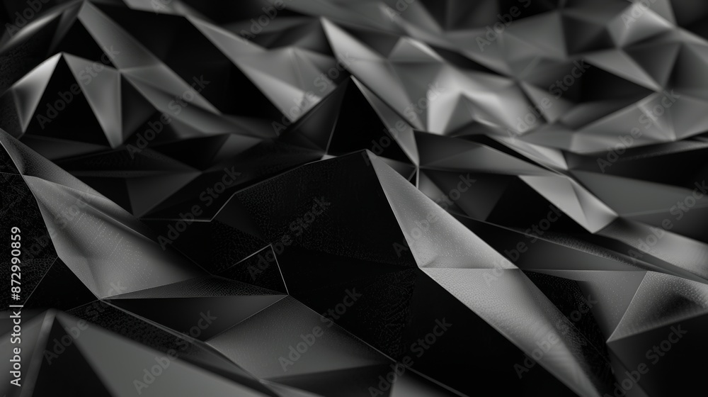Aufkleber an abstract 3d render of a polygonal black surface in a studio
