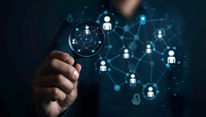 Human resource management (HR) concept. recruitment, leadership, and team building. Search and select candidates for jobs. Process of recruiting people to work for the organization design