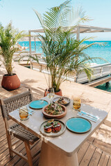 table and chairs on the beach food