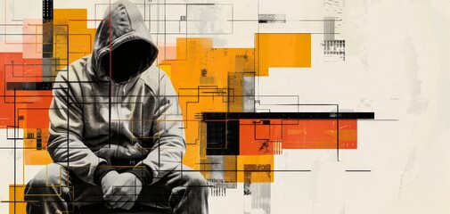 Grunge noise Creative Mixed media collage retro futuristic poster with 80s and 90s cyberpunk aesthetic. Creative vintage backdrop, grunge graphic design style.