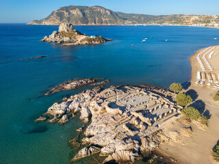 Aerial view of early christian basilica ruins, Kos island, Greece. 