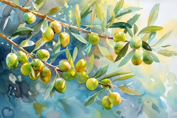 Olive Branch Watercolor Painting