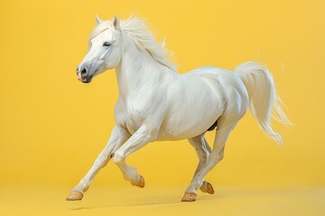 White Horse Against Yellow Background