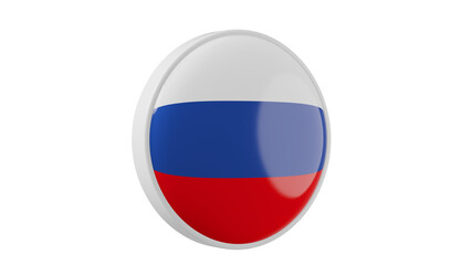 Russia, russian Circle flag icon . Transparent backgound. 3d rendered with alpha channel. Round shape.