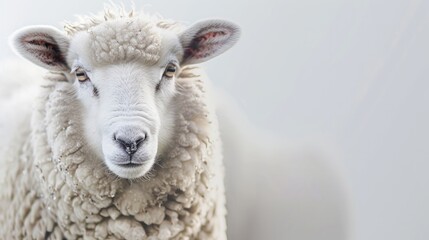 Sheep close up with empty space