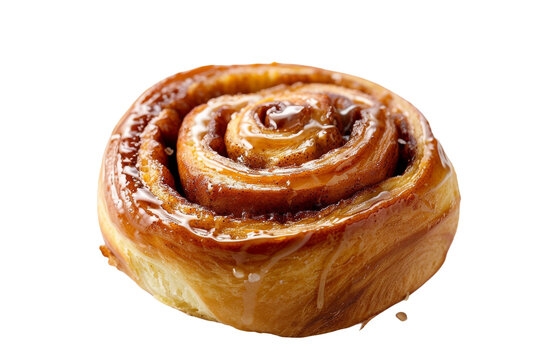 A cinnamon roll with a glaze on top