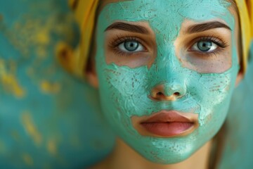 Fototapeta premium Woman with Green Facial Mask