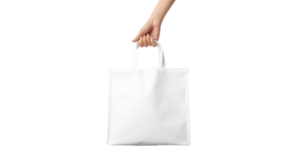 Hand holding bag mockup cutout