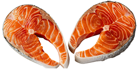 Fresh raw salmon isolated on transparent or white background 