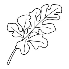 Watermelon leaf line art coloring page. Hand drawn Trendy doodle style isolated botanical black and white illustration coloring book. Vector illustration