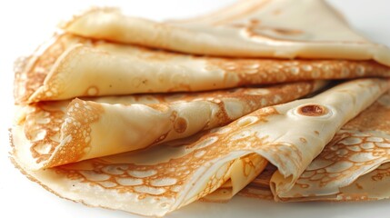Fresh and Delicious Cream Crepes - Close-up of Folded French Pancakes