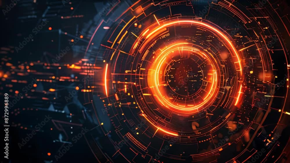 Poster abstract futuristic digital background with circular elements and glowing lights
