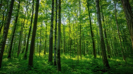 Enchanting Forest Canopy: Tranquil Woodland Scene for Environmental Themes