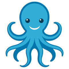 draw a simple happy octopus on silhouette vector