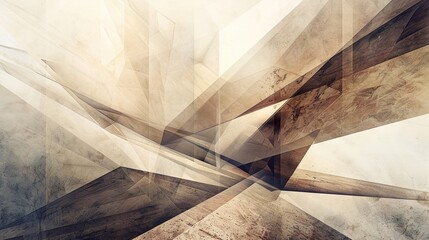 Geometric Elegance: Modern Digital Artwork with Sharp Angles on Neutral Background