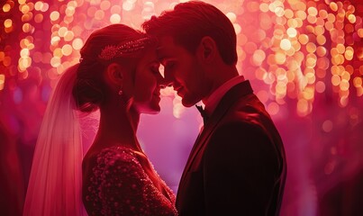 Vibrant Wedding Celebration: Dancing Bride and Groom in Nightclub