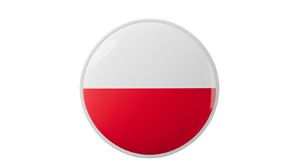 Poland, polish Circle flag icon . Transparent backgound. 3d rendered with alpha channel. Round shape.