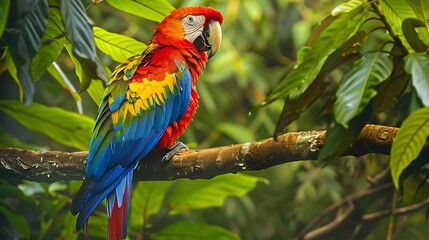 Obraz premium Scarlet Macaw in a Lush Forest