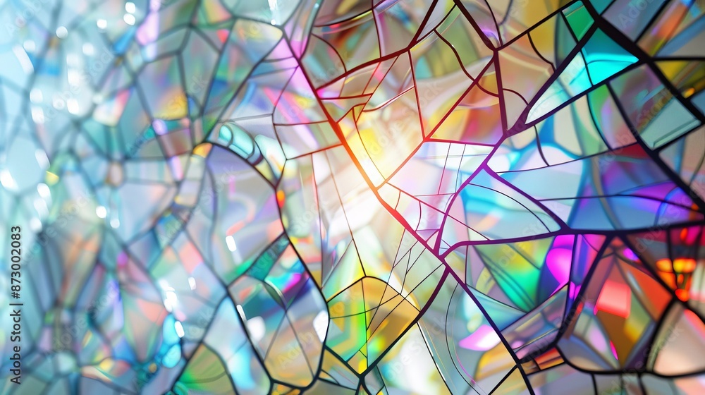 Poster stained glass window with colorful abstract patterns