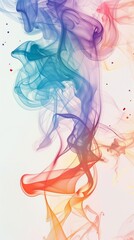 Multicolored abstract smoke on white background, artistic composition. Modern art concept