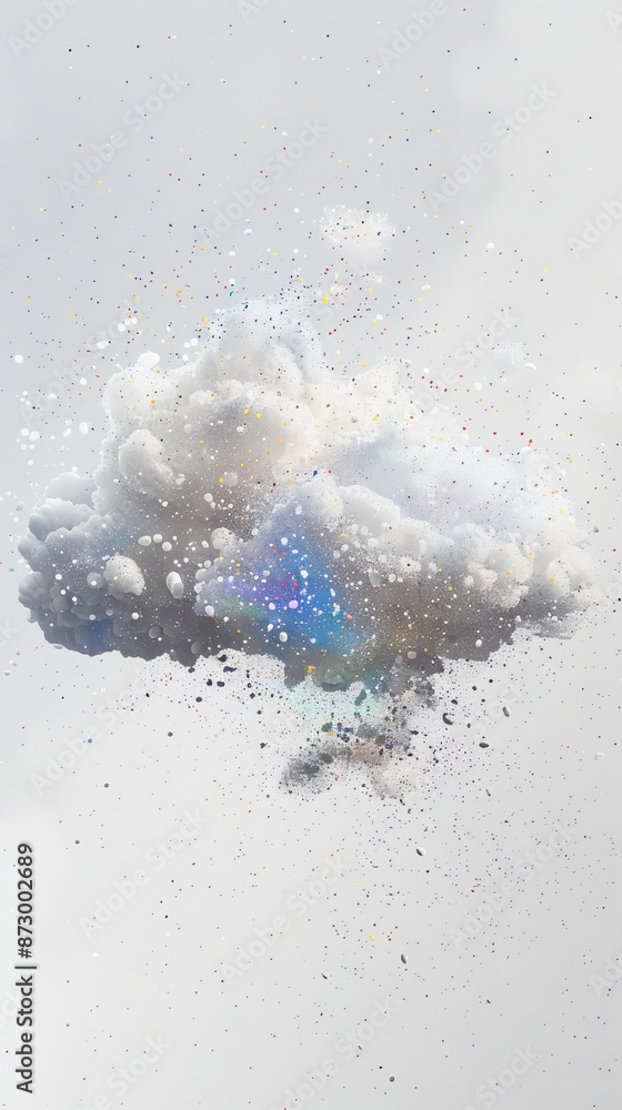Poster abstract cloud with colorful particles on white background