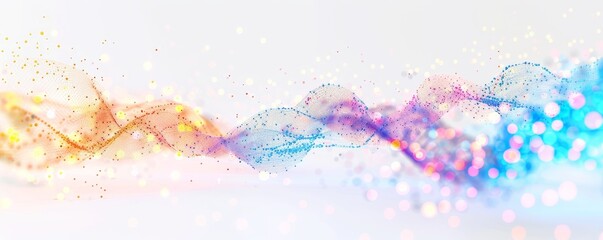Abstract digital wave with colorful particles on white background, modern art and technology concept