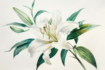 Obraz premium White Lily Botanical Art Illustration