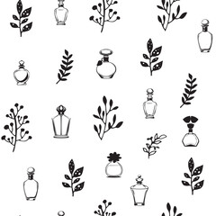 Black Perfume Bottles Pattern vector