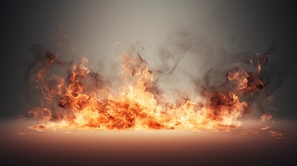 Raging Inferno with Smoke and Blazing Flames